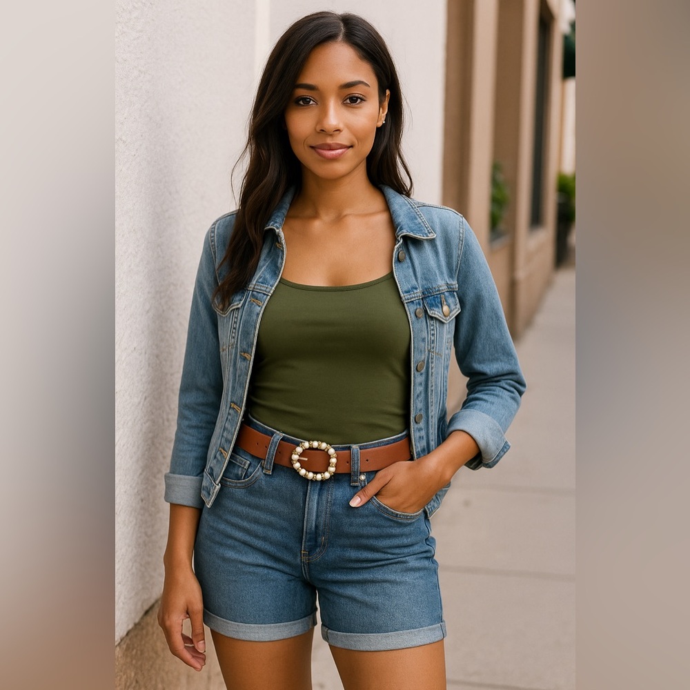 Chelonia Olive Green Seamless Tank Top Cami – Adjustable Straps, No Shelf Bra